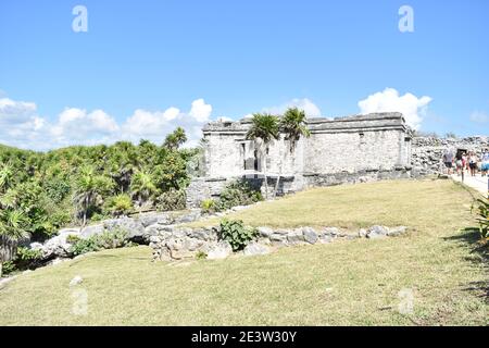 The House of Cenote from the Maya ruins of Tulum, Yucatan, Mexico Stock Photo