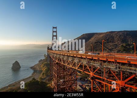 Views of the Golden Gate Bridge from Vista Point Stock Photo
