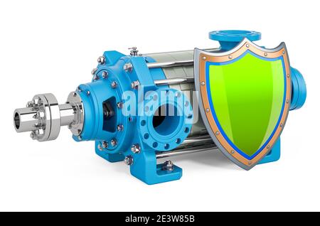 Horizontal multistage centrifugal pump with shield, 3D rendering isolated on white background Stock Photo