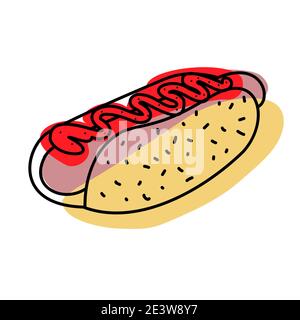 Tasty hot dog icon vector Stock Vector