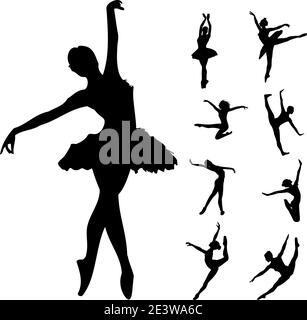 Ballet dancers silhouette vector illustration isolated Stock Vector