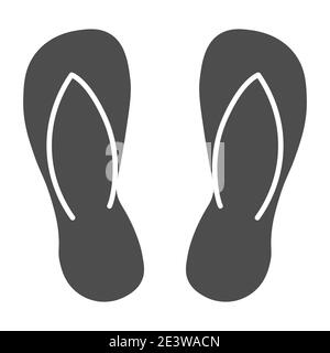 Flip flops solid icon, Summer concept, Beach slippers sign on white background, Summer footwear icon in glyph style for mobile concept and web design Stock Vector