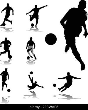 soccer players collection  in action silhouette vector Stock Vector