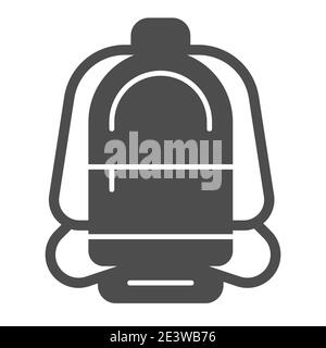 Backpack solid icon, Summer tourism concept, sport rucksack sign on white background, Travel backpack icon in glyph style for mobile concept and web Stock Vector