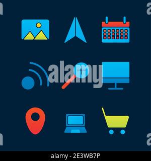 nine social media marketing set icons vector illustration design Stock Vector