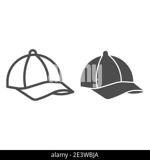 Cap line and solid icon, Summer concept, Baseball cap sign on white background, sport hat icon in outline style for mobile concept and web design Stock Vector