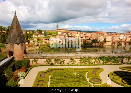View of Albi (France) and Tarn river from Bishop palace garden. Stock Photo