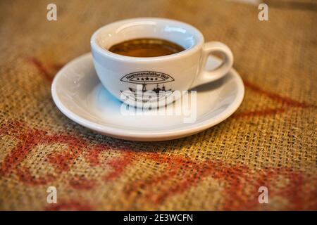 Premium Photo  Double shot espresso coffee in the glasses on vintage wood  table