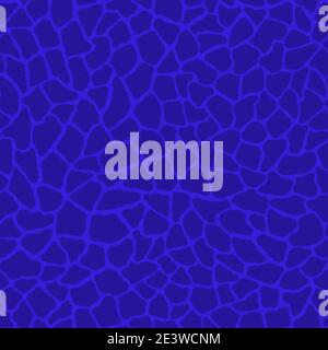 Giraffe skin color seamless pattern with fashion animal print for continuous replicate. Chaotic mosaic blue pieces on azure background. Wrapping paper Stock Photo