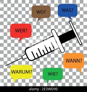 Black and white syringe vaccine symbol vector question Stock Vector