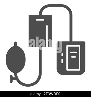 Electronic tonometer solid icon, Heath care concept, Arterial blood pressure checking device sign on white background, sphygmomanometer icon in glyph Stock Vector