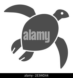 Sea turtle solid icon, ocean concept, tortoise animal sign on white background, silhouette of small sea turtle icon in glyph style for mobile concept Stock Vector