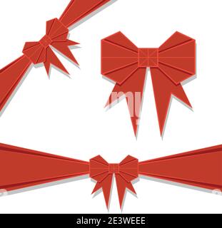 Red origami bow. Vector illustration. Stock Vector