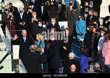 Washington, United States. 20th Jan, 2021. US President-elect Joe Biden is sworn in as the 46th US President on January 20, 2021 at the U.S. Capitol in Washington, DC. Pool photo by Saul Loeb/UPI Credit: UPI/Alamy Live News Stock Photo