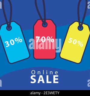 tags with percents discounts symbol flat style icon vector illustration design Stock Vector