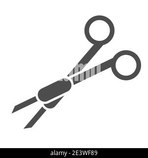 Surgical scissors solid icon, Medicine concept, surgeon equipment sign on white background, medical clamp or scissors icon in glyph style for mobile Stock Vector