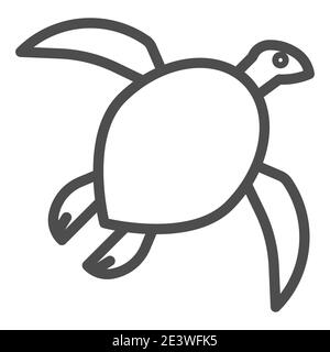 Sea turtle line icon, ocean concept, tortoise animal sign on white background, silhouette of small sea turtle icon in outline style for mobile concept Stock Vector