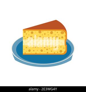 Homemade Cream Pie Slice on plate flat vector icon Stock Vector