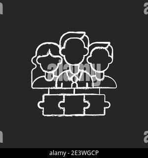 Team chalk white icon on black background Stock Vector
