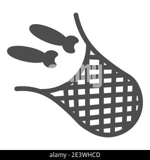 Net with fish solid icon, fishing concept, fishnet sign on white background, Fishing net icon in glyph style for mobile concept and web design. Vector Stock Vector