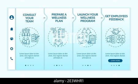 Corporate wellbeing success tips onboarding vector template Stock Vector