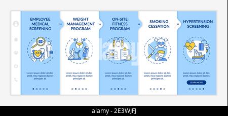 Top corporate wellness programs onboarding vector template Stock Vector