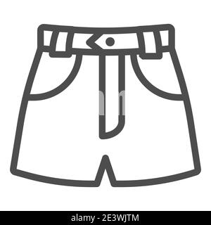 Denim shorts line icon, Summer clothes concept, shorts sign on white background, jeans female summer pants icon in outline style for mobile concept Stock Vector