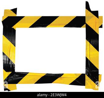 Yellow and black barricade tape on white background with clipping path ...