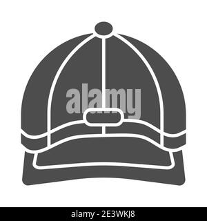 Baseball cap solid icon, headwear concept, Baseball hat sign on white background, sport cap icon in glyph style for mobile concept and web design Stock Vector