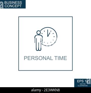 Business concept, web icon from thin lines. Personal Time - Vector illustration Stock Vector
