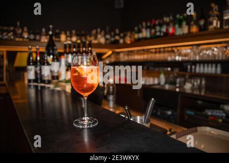 Portrait of an Italian cocktail served in a bar Stock Photo