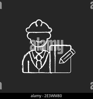 Supervisor chalk white icon on black background Stock Vector
