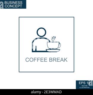 Business concept, web icon from thin lines. Coffee break - Vector illustration Stock Vector