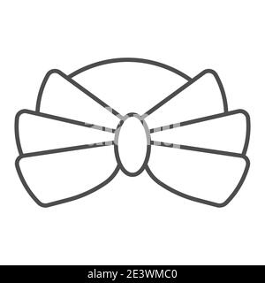 Turban thin line icon, Summer clothes concept, children summer headdress with bow sign on white background, Turban headdress icon in outline style for Stock Vector