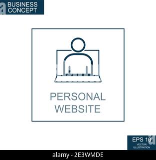 Business concept, web icon from thin lines. Peronal website - Vector illustration Stock Vector