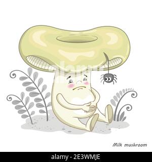 Vector mushroom isolated on white. Edible milk mushroom Stock Vector