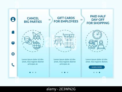Covid-friendly office Christmas events onboarding vector template Stock Vector