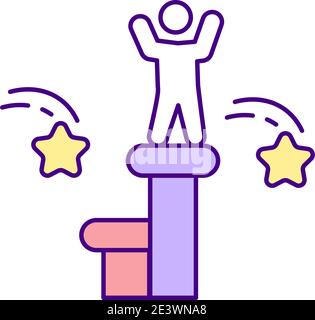 Reaching end of game level RGB color icon Stock Vector