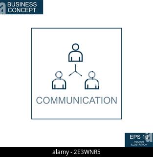 Business concept, web icon from thin lines. Communication - Vector illustration Stock Vector