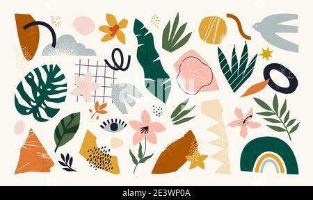 The huge set of hand drawn various shapes and doodle objects. Abstract contemporary modern trendy vector illustration. All elements are isolated. Stock Vector