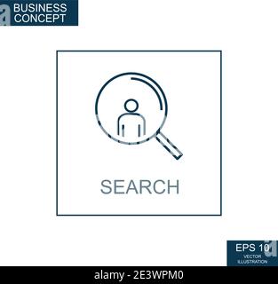 Business concept, web icon from thin lines. Search - Vector illustration Stock Vector