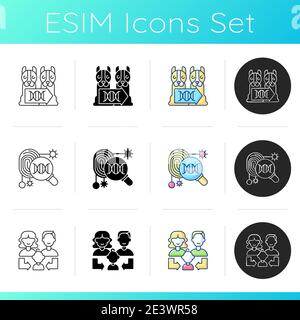 DNA manipulation icons set Stock Vector
