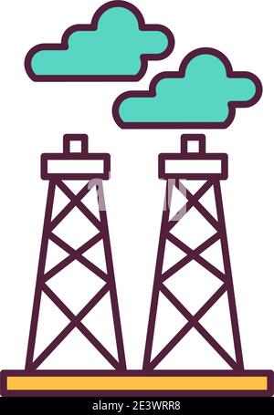 Greenhouse gas harm from electricity generation RGB color icon Stock Vector