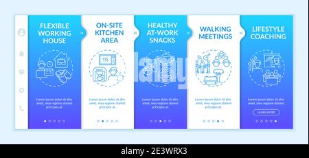 Corporate wellbeing examples onboarding vector template Stock Vector