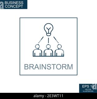 Business concept, web icon from thin lines. Brainstorm Stock Vector