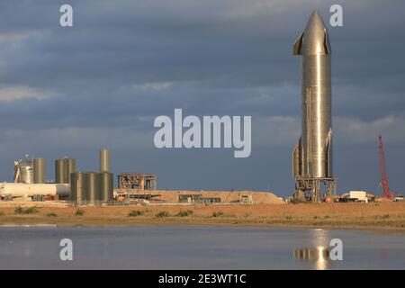 Starship on launchpad Stock Photo