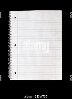 An isolated spiral notebook isolated on a black background Stock Photo