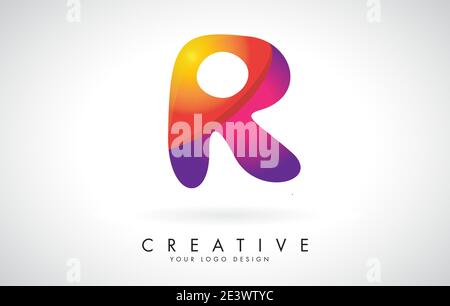 Letter R Creative Logo Design. Vector Font of twisted Ribbon for Title, Header, Lettering, Logo and Corporate Identity. Colorful rounded Letter R. Fri Stock Vector
