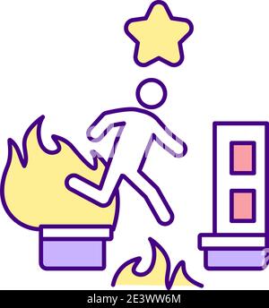 Developing full of action game levels RGB color icon Stock Vector
