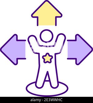 Hero improvement process RGB color icon Stock Vector